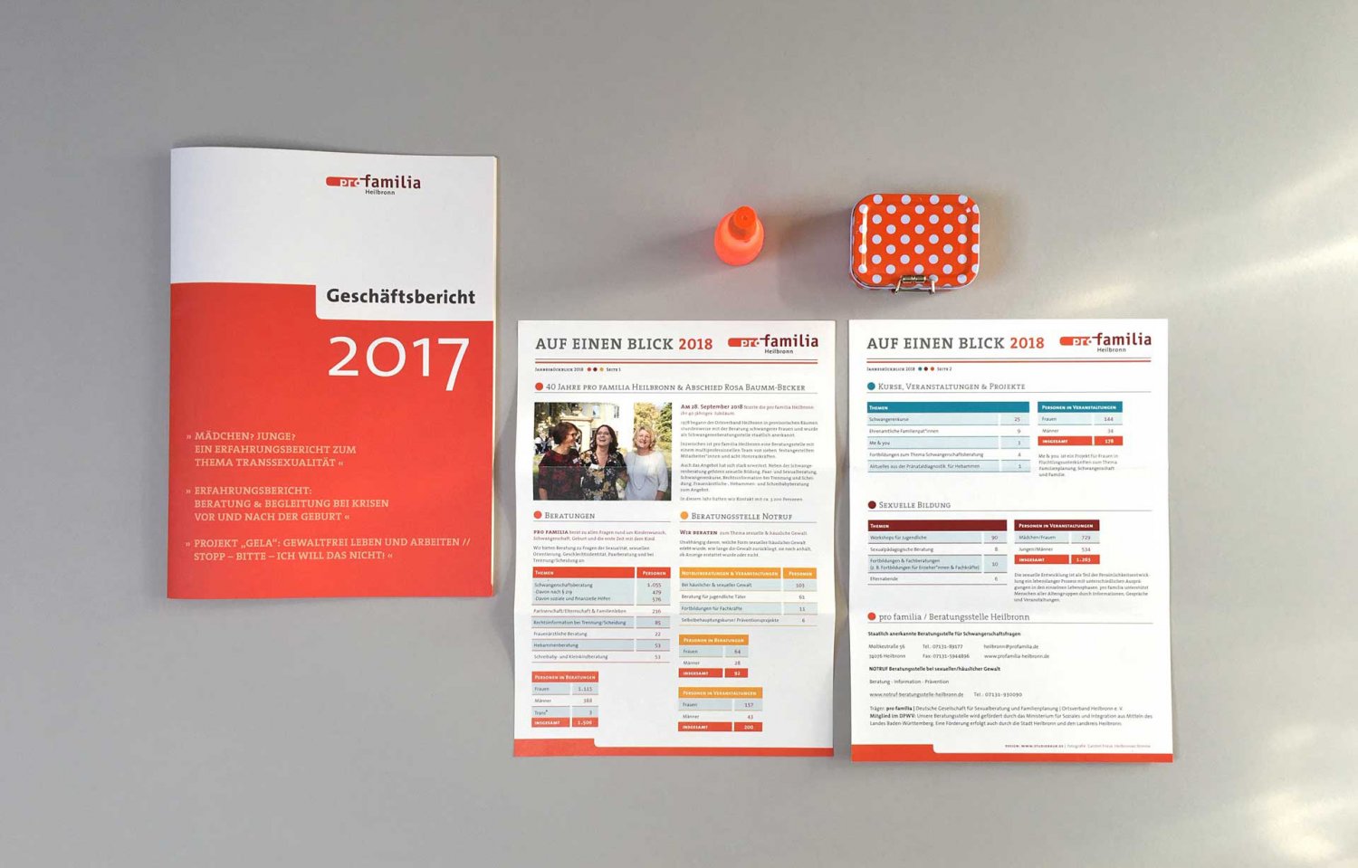 profamilia  heilbronn editorialdesign für Jahresrückblick und Geschäftsbericht