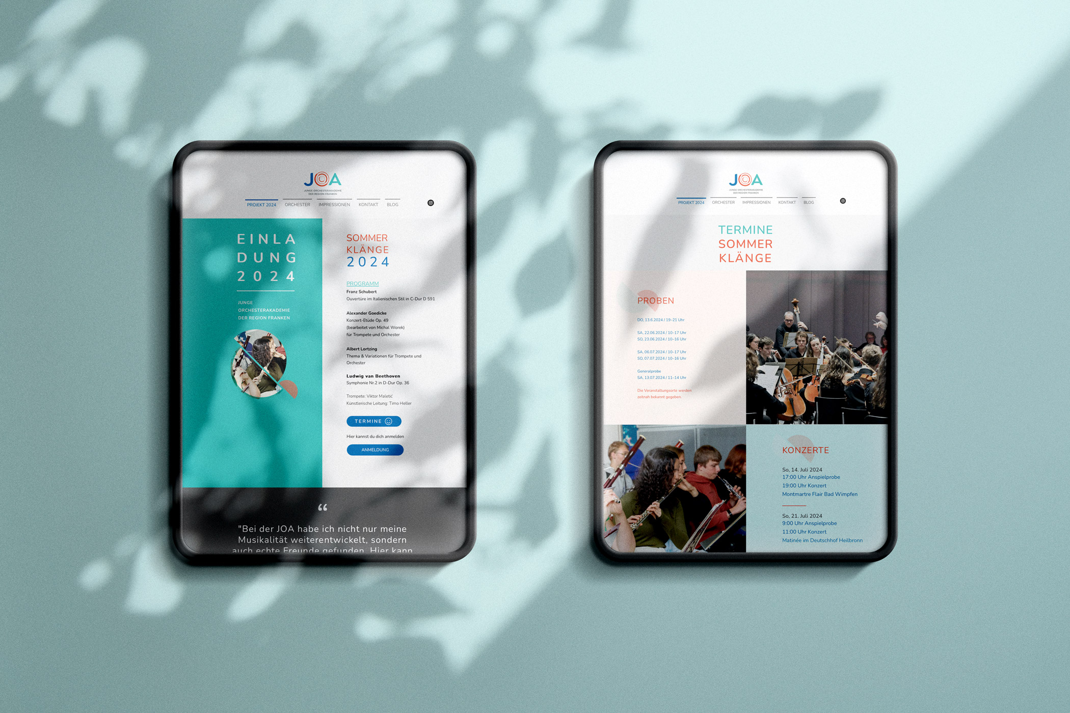 JOA, Webseite, Musik, Orchester, Heilbronn, digital