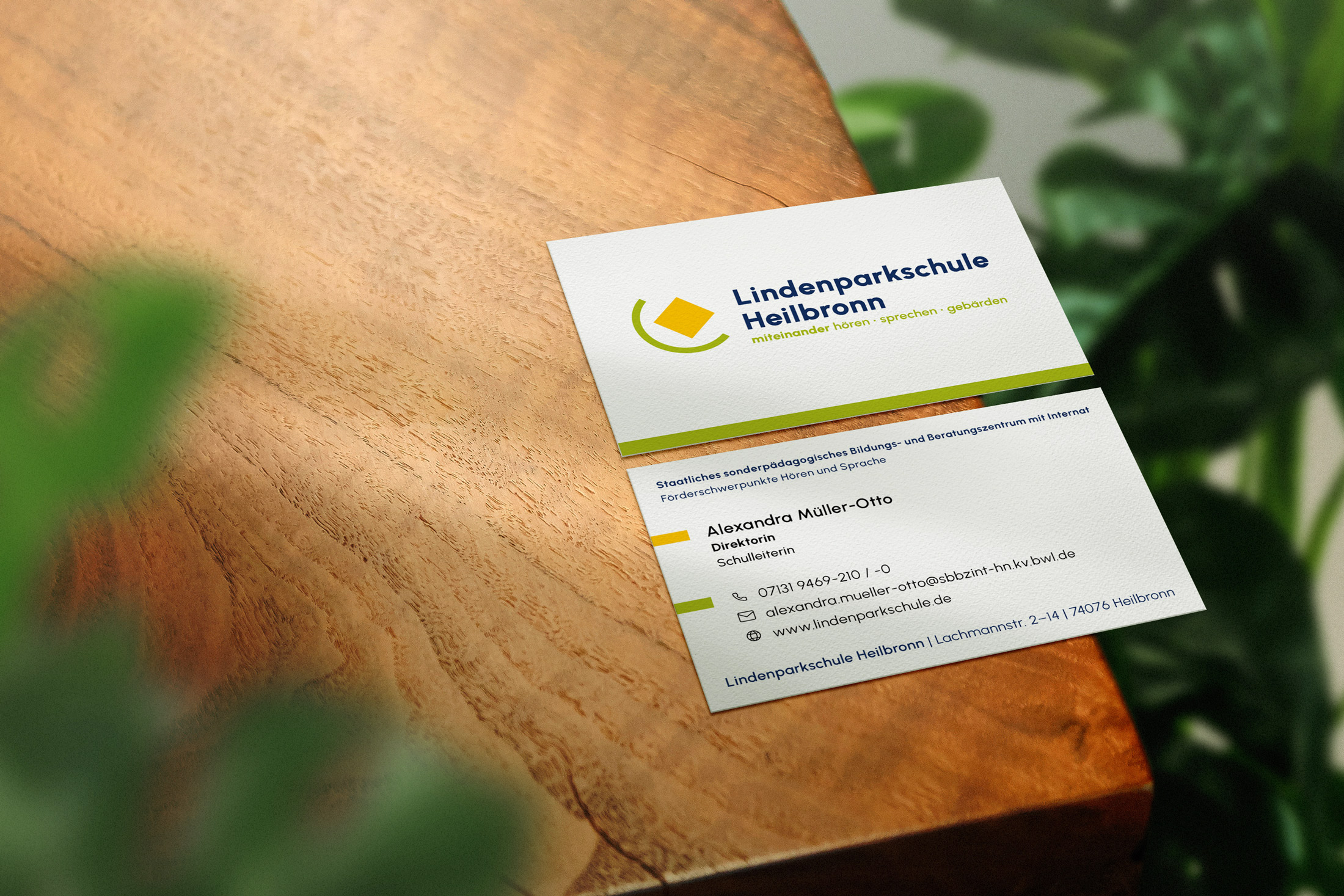 Visitenkarten für Lindenparkschule Visitenkarte, Design, Corporate Design, Heilbronn, Lindenparkschule