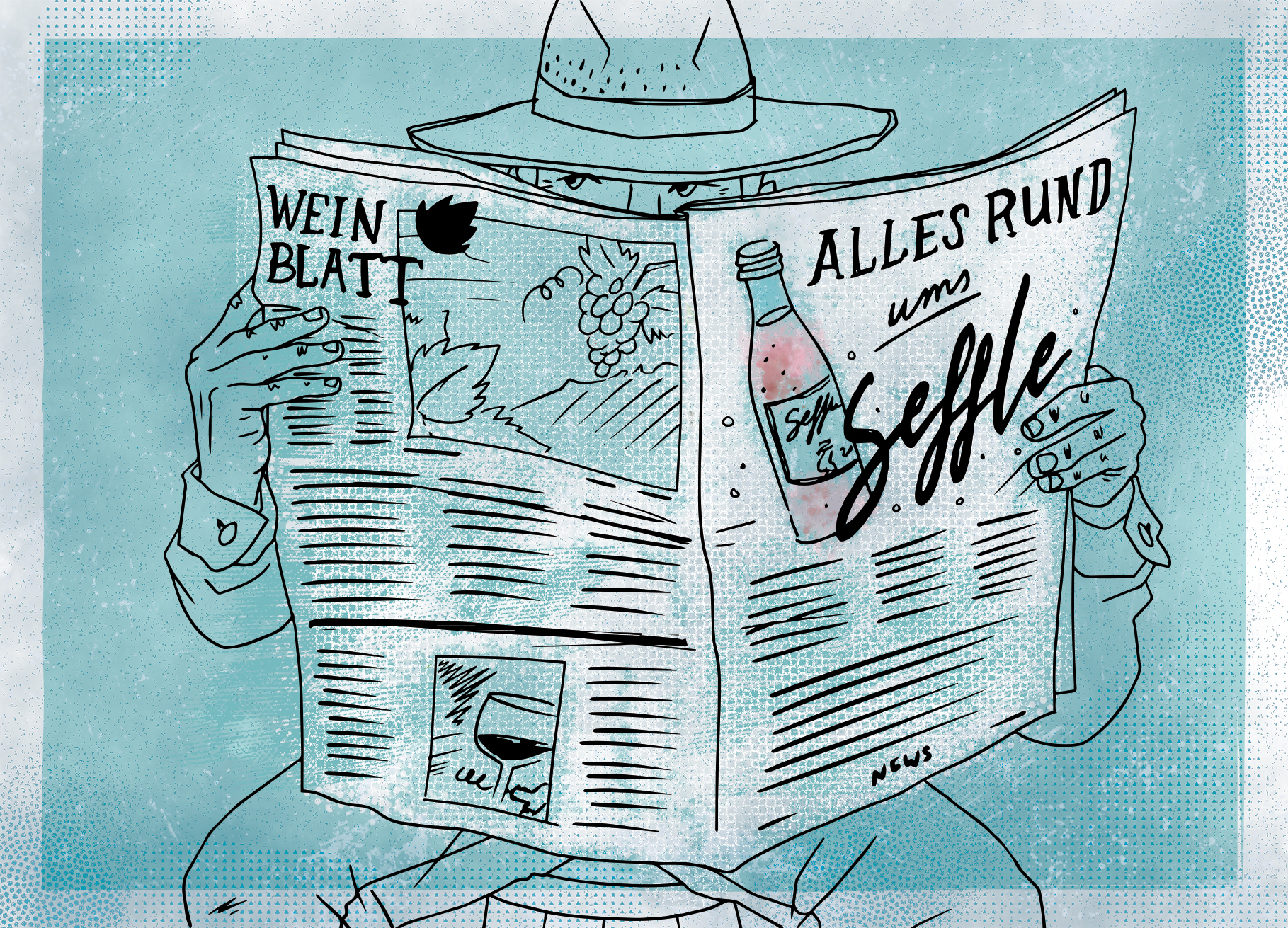 Weinbau Spohrer Seffle_03 Illustration, Zeitung, Weinbau, Noah Arne Friedrich